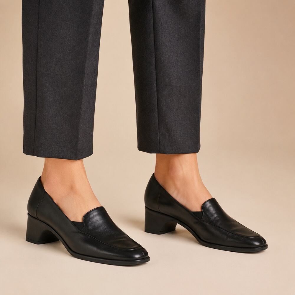 Vintage Cole Haan City Black Leather Loafer Pumps 8.5B Made in Italy